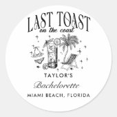 Sticker Rond Fête de Fiançailles de la Côte Moderne Cocktail Pa (Devant)
