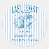 Sticker Rond Fête de Fiançailles de Rivage Moderne Cocktail Par (Devant)