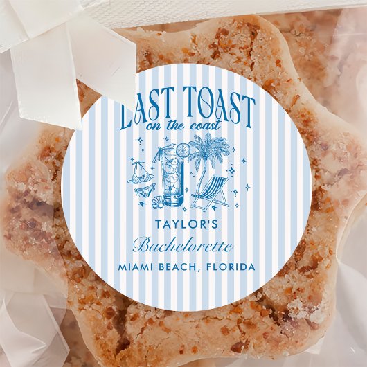 Sticker Rond Fête de Fiançailles de Rivage Moderne Cocktail Par