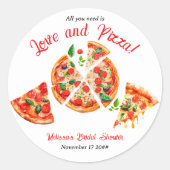 Sticker Rond Fête de Fiançailles Italienne Amour & Pizza Party (Devant)