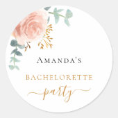 Sticker Rond Fête de fiançailles rose gold floral eucalyptus (Devant)