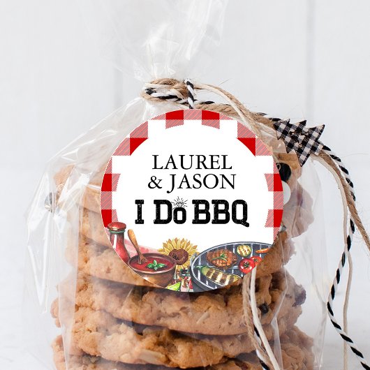 Sticker Rond Fête de fiançailles Rustic I Do BBQ Tournesol