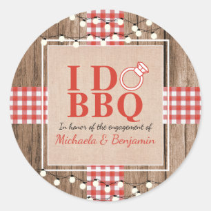Sticker Rond Fête de Fiançailles Rustique BBQ pour Couple