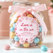 Sticker Rond Fête de Fiançailles Saint-Valentin Rose L'amour es