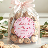 Sticker Rond Fête de Fiançailles Saint-Valentin Rose L'amour es