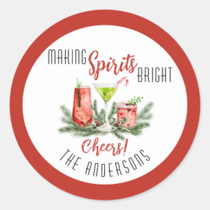 Sticker Rond Fête de fin d'année festive personnalisée pour ill