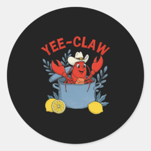 Sticker Rond Fête de fruits de mer Yee-claw Western Cowboy écre