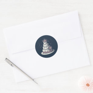 Sticker Rond Fête de gâteau rose et blanc