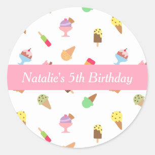 Sticker Rond Fête de glace colorée et sucrée