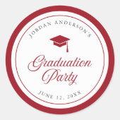 Sticker Rond Fête de graduation de script de carton couleur mod (Devant)