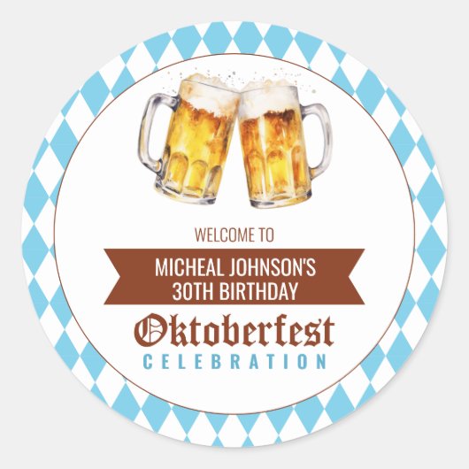 Sticker Rond Fête de la bière Oktoberfest fête d'anniversaire (Devant)