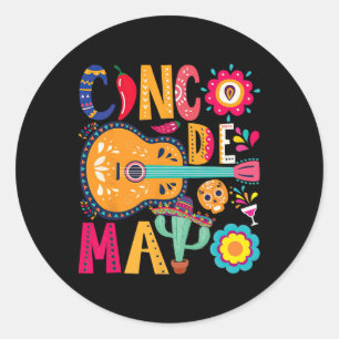 Sticker Rond Fête de la guitare Cinco De Mayo Fiesta mexicaine