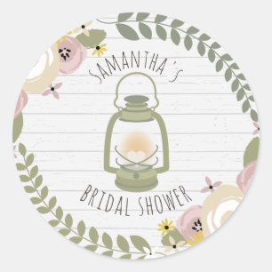 Sticker Rond Fête de la mariée de Boho Glamping - poussiéreuse