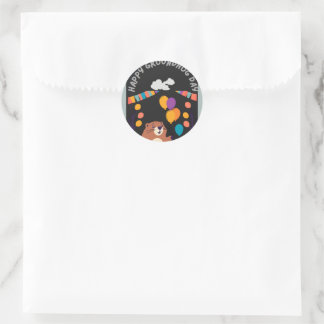 Sticker Rond Fête de la marmotte : ombre ou ombre?