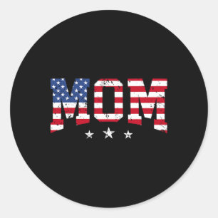Sticker Rond Fête de la mère vintage American Mom Usa Drapeau 4