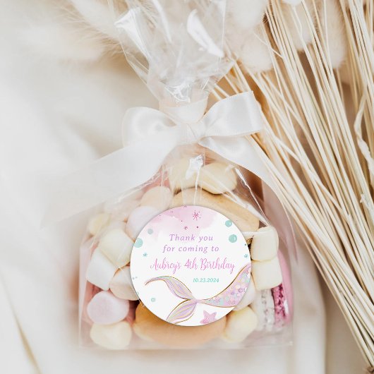 Sticker Rond Fête de la poule d'anniversaire de la sirène sous 