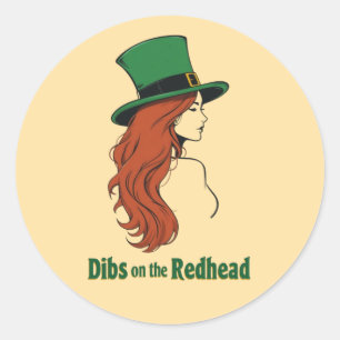 Sticker Rond Fête de la Saint Patrick - Dibs on the Redhead