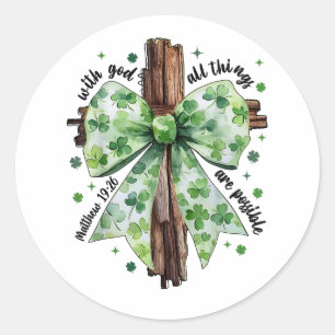 Sticker Rond Fête de la Saint-Patrick Foi chrétienne Trèfle Trè