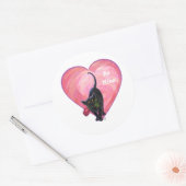 Sticker Rond Fête de la Saint-Valentin au chat noir (Enveloppe)