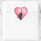 Sticker Rond Fête de la Saint-Valentin au chat noir (Sac)