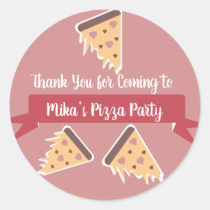 Sticker Rond Fête de la Saint-Valentin Pizza Party Enfants 