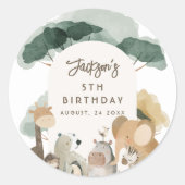 Sticker Rond Fête de l'aquarelle Animaux Photo Fête d'anniversa (Devant)