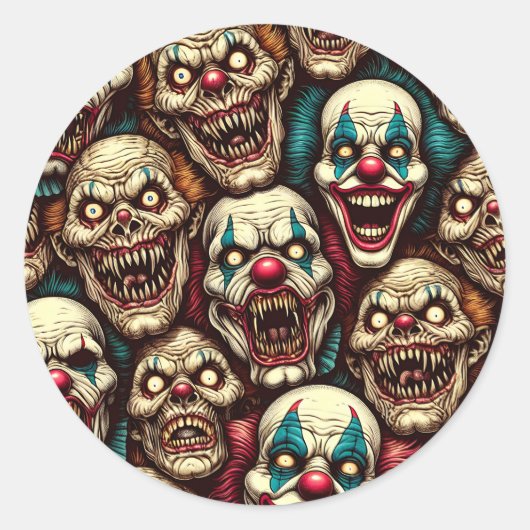 Sticker Rond Fête de l'Halloween des Clowns (Devant)