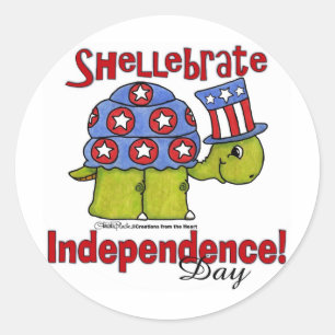 Sticker Rond Fête de l'Indépendance des tortues Shellebrate !