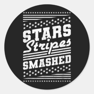 Sticker Rond Fête de l'Indépendance Écrasée Stars and Stripes