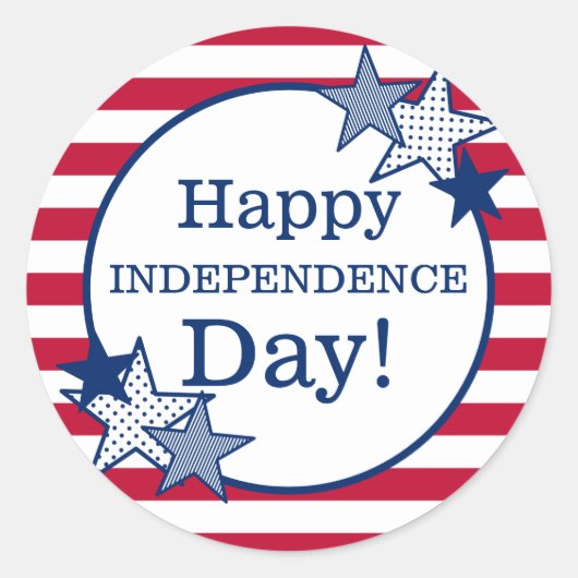 Sticker Rond Fête de l'Indépendance Étoiles Grèves Patriotique  (Devant)