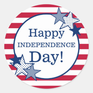 Sticker Rond Fête de l'Indépendance Étoiles Grèves Patriotique