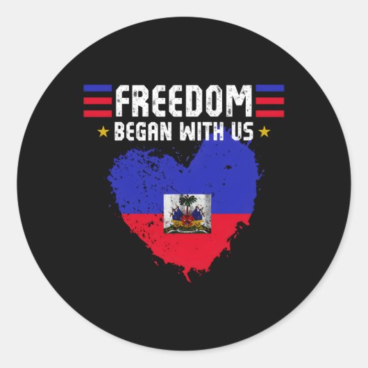 Sticker Rond Fête de l'Indépendance Haïtienne Drapeau Haïtien (Devant)