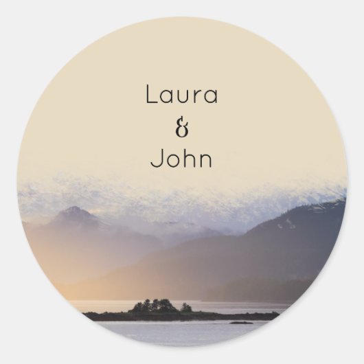 Sticker Rond Fête de mariage à feuillage persistant Mountain Mi (Devant)