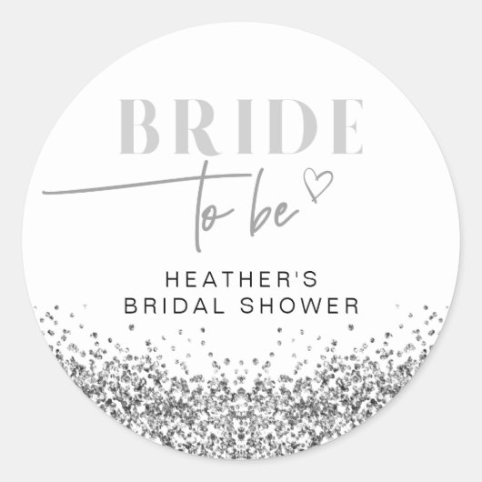 Sticker Rond Fête de mariage à sequins argentés REGINA (Devant)