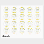 Sticker Rond Fête de mariage aquarelle Citron Jaune (Feuille)