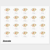 Sticker Rond Fête de mariage aquarelle pêche  (Feuille)