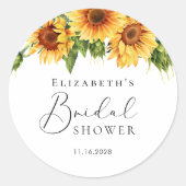 Sticker Rond Fête de mariage aquarelle tournesol eucalyptus (Devant)