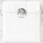 Sticker Rond Fête de mariage Argent Golden White Roses Fleurs (Sac)