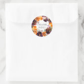 Sticker Rond Fête de mariage Automne Bourgogne & Fleur Orange (Sac)
