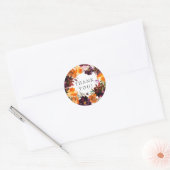 Sticker Rond Fête de mariage Automne Bourgogne & Fleur Orange (Enveloppe)