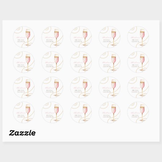 Sticker Rond Fête de mariage aux perles Prosecco (Feuille)