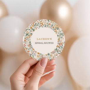 Sticker Rond Fête de mariage aux tons pêche et sauge