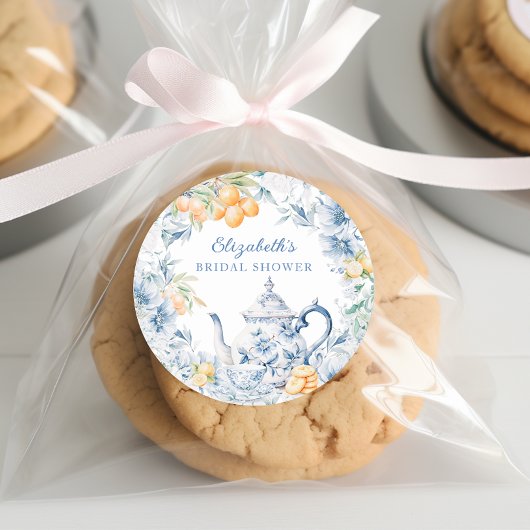 Sticker Rond Fête de mariage avec aquarelle et thé