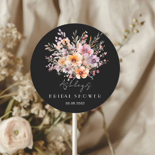 Sticker Rond Fête de mariage avec bouquet de fleurs coloré