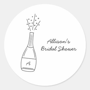 Sticker Rond Fête de mariage avec bouteille de champagne qui pé