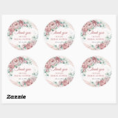 Sticker Rond Fête de mariage avec cadre doré eucalyptus floral  (Feuille)