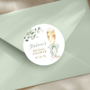 Sticker Rond Fête de mariage avec du Champagne floral à l'eucal