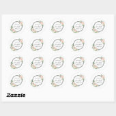 Sticker Rond Fête de mariage avec Fleurs Aquarelles Rose Tendre (Feuille)