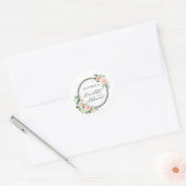 Sticker Rond Fête de mariage avec Fleurs Aquarelles Rose Tendre (Enveloppe)