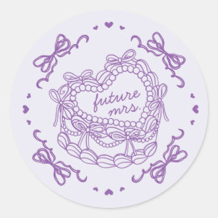 Sticker Rond Fête de mariage avec gâteau Coquette Rétro Cœur Ar
